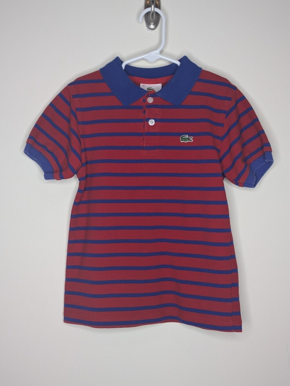 Lacoste Red Blue Stripe Polo Shirt 10